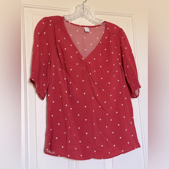 Old Navy Tops - Old Navy Pink Polka Dot Spring Summer Cottagecore Blouse, Small, NWT